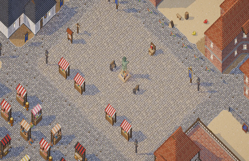 Aquais' main square, where every journey begins