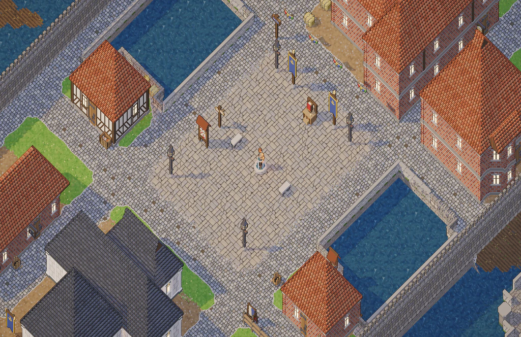 Lumium, a street town: its square between two canals