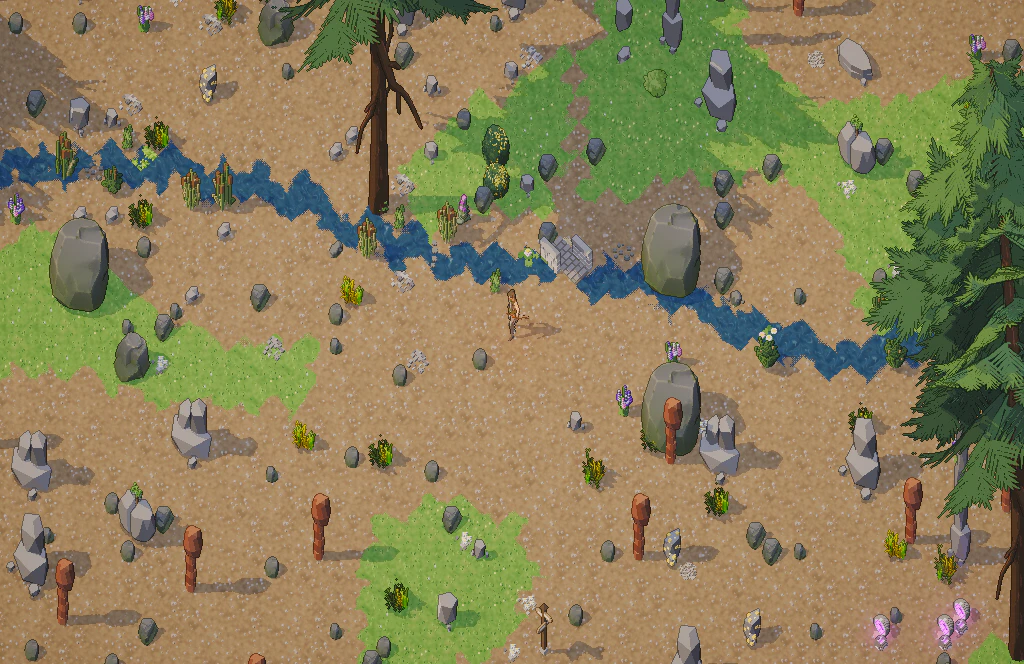 A small stone bridge where a path crosses a brook