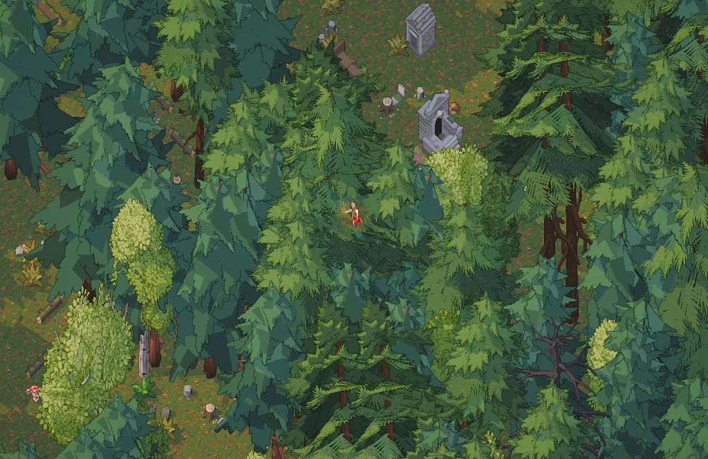 The entrance of a crypt in a forest glade